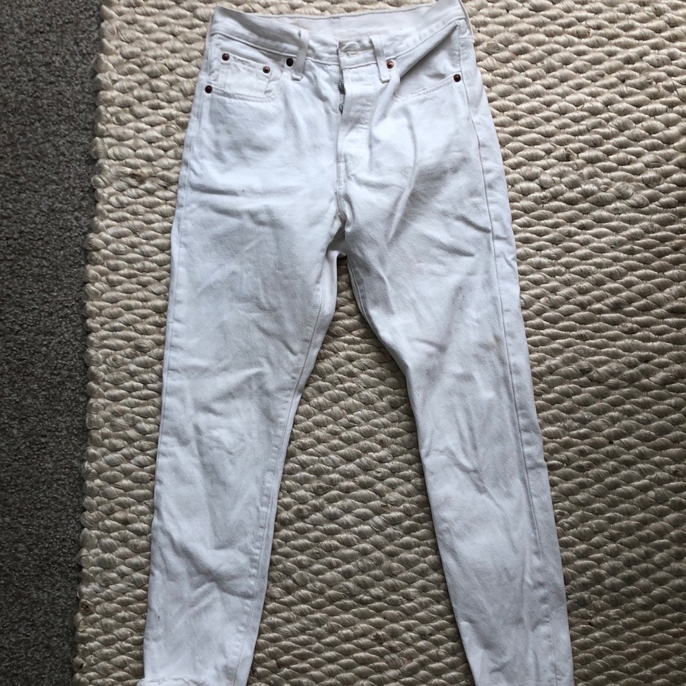 Levi white 501 straight leg jeans